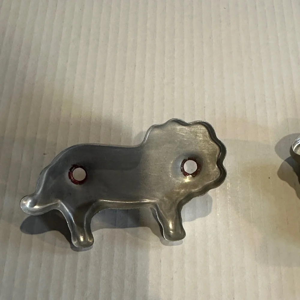 Set of 3 Vintage Metal Cookie Cutters Set of chicken lion and shamrock whimsical